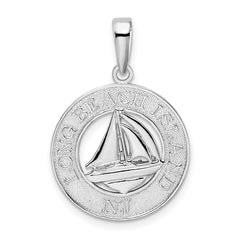 De-Ani Sterling Silver Rhodium-Plated Long Beach Island New Jersey with Sailboat Pendant