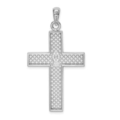 De-Ani Sterling Silver Rhodium-Plated Polished Large Latin Cross Pendant