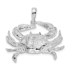 De-Ani Sterling Silver Rhodium-Plated Polished Blue Crab Pendant