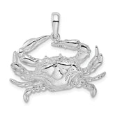 De-Ani Sterling Silver Rhodium-Plated Polished Blue Crab Pendant