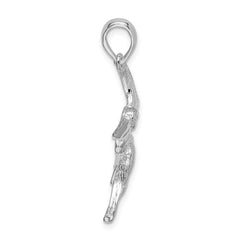 De-Ani Sterling Silver Rhodium-plated Polished Flying Pelican Pendant