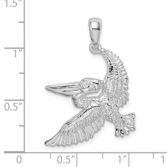 De-Ani Sterling Silver Rhodium-plated Polished Flying Pelican Pendant