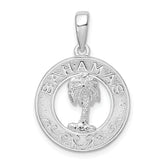 De-Ani Sterling Silver Rhodium-Plated Textured Bahamas with Palm Tree Pendant