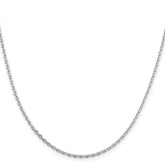 Sterling Silver 2mm Beveled Oval Cable Chain With 4in ext.