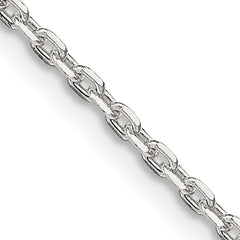 Sterling Silver 2mm Beveled Oval Cable Chain With 4in ext.