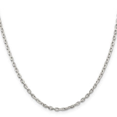 Sterling Silver 2.75mm Beveled Oval Cable Chain With 4in ext.