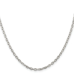 Sterling Silver Rhodium-plated 2.75mm Beveled Oval Cable Chain