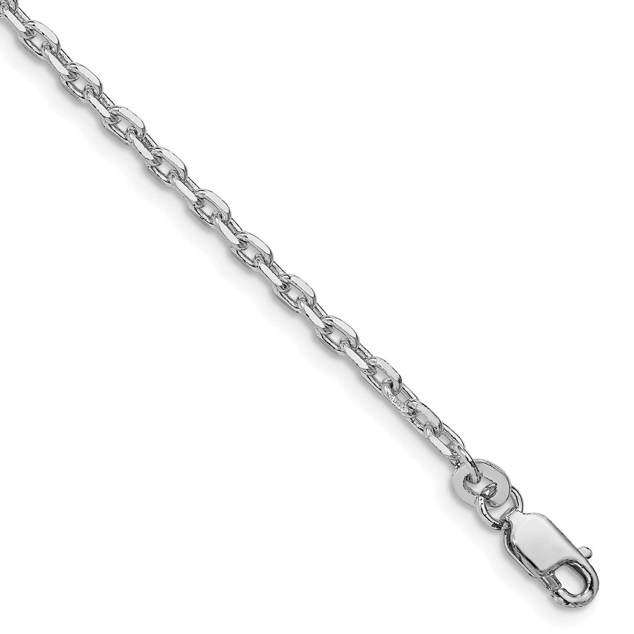 Sterling Silver Rhodium-plated 2.75mm Beveled Oval Cable Chain