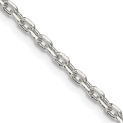 Sterling Silver 2.75mm Beveled Oval Cable Chain With 4in ext.