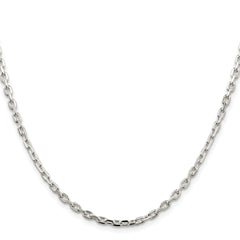Sterling Silver Rhodium-plated 3.25mm Beveled Oval Cable Chain