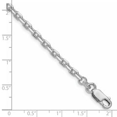 Sterling Silver Rhodium-plated 3.25mm Beveled Oval Cable Chain