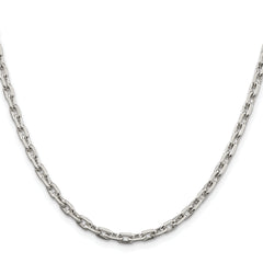 Sterling Silver Rhodium-plated 3.95mm Beveled Oval Cable Chain