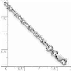 Sterling Silver Rhodium-plated 3.95mm Beveled Oval Cable Chain