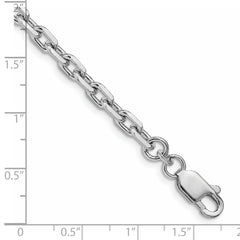 Sterling Silver Rhodium-plated 4.9mm Beveled Oval Cable Chain