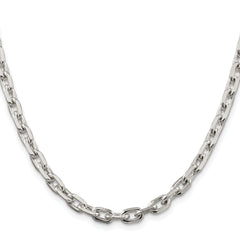 Sterling Silver Rhodium-plated 5.4mm Beveled Oval Cable Chain