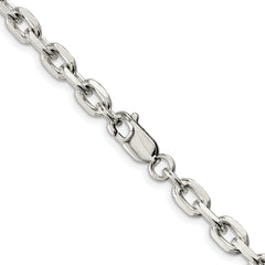 Sterling Silver Rhodium-plated 5.4mm Beveled Oval Cable Chain