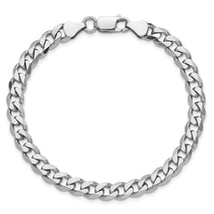 Sterling Silver Rhodium-plated 6.5mm Curb Chain