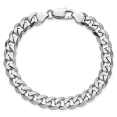Sterling Silver Rhodium-plated 8.3mm Curb Chain