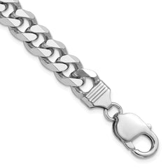 Sterling Silver Rhodium-plated 9.3mm Curb Chain