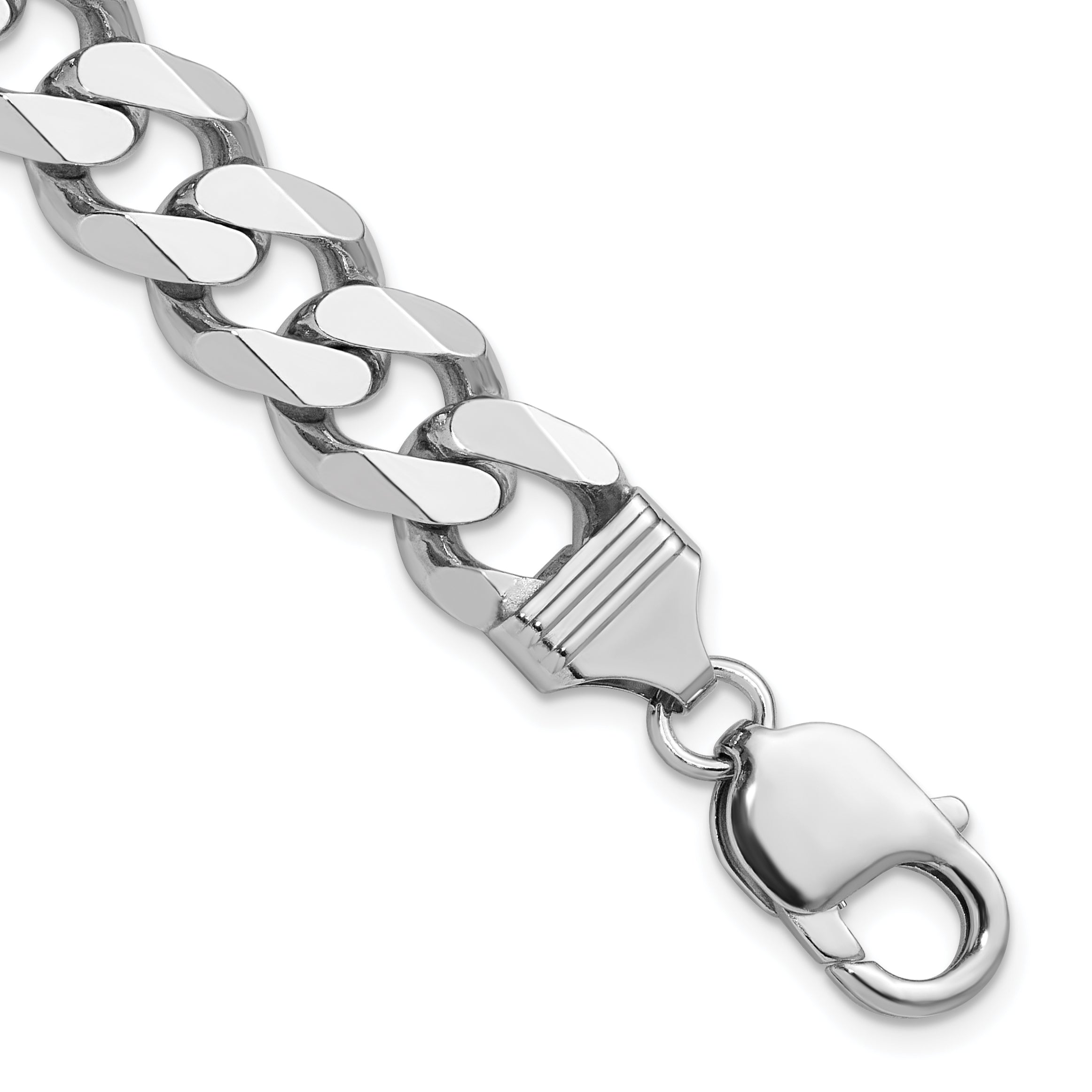 Sterling Silver Rhodium-plated 11mm Curb Chain