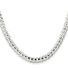 Sterling Silver Rhodium-plated 5.65mm Concave Beveled Curb Chain