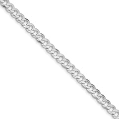 Sterling Silver Rhodium-plated 5.65mm Concave Beveled Curb Chain