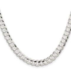 Sterling Silver Rhodium-plated 6.75mm Concave Beveled Curb Chain