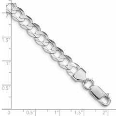 Sterling Silver Rhodium-plated 6.75mm Concave Beveled Curb Chain