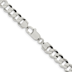Sterling Silver 7.8mm Concave Beveled Curb Chain