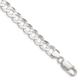 Sterling Silver 7.8mm Concave Beveled Curb Chain