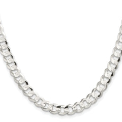 Sterling Silver Rhodium-plated 7.8mm Concave Beveled Curb Chain