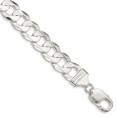 Sterling Silver 11.9mm Concave Beveled Curb Chain