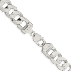 Sterling Silver 14.0mm Concave Beveled Curb Chain