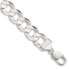 Sterling Silver 14.0mm Concave Beveled Curb Chain