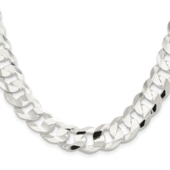 Sterling Silver Rhodium-plated 14.0mm Concave Beveled Curb Chain