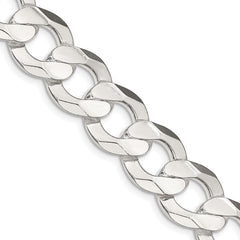 Sterling Silver 14.0mm Concave Beveled Curb Chain