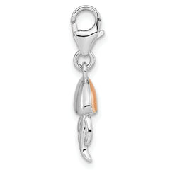Amore La Vita Sterling Silver Rhodium-plated Polished 3-D Glitter Enameled Jellyfish Charm with Fancy Lobster Clasp