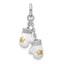 Amore La Vita Sterling Silver Rhodium-plated and Gold-tone Polished Enameled Mitten Charm