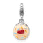 Amore La Vita Sterling Silver Rhodium-plated Multi Color Enameled Cake with Red Enameled Heart Topper Charm with Fancy Lobster Charm