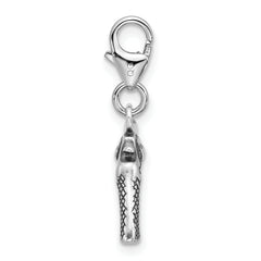 Amore La Vita Sterling Silver Rhodium-plated 3-D Antiqued Pistol Charm with Fancy Lobster Clasp