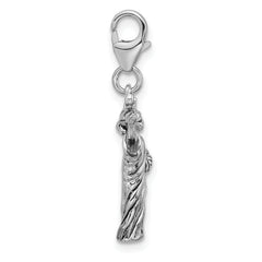 Amore La Vita Sterling Silver Rhodium-plated 3-D Antiqued Statue Of Liberty Charm with Fancy Lobster Clasp