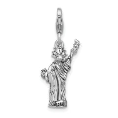 Amore La Vita Sterling Silver Rhodium-plated 3-D Antiqued Statue Of Liberty Charm with Fancy Lobster Clasp