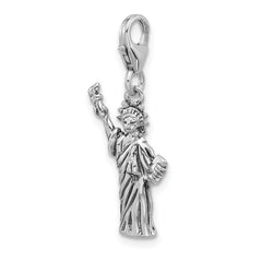Amore La Vita Sterling Silver Rhodium-plated 3-D Antiqued Statue Of Liberty Charm with Fancy Lobster Clasp