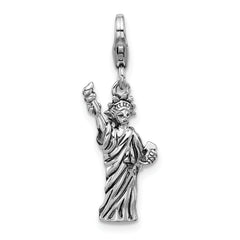 Amore La Vita Sterling Silver Rhodium-plated 3-D Antiqued Statue Of Liberty Charm with Fancy Lobster Clasp