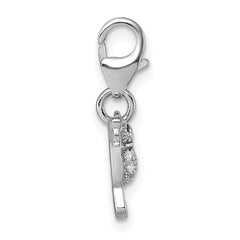 Sterling Silver Amore La Vita Rhodium-plated Blue and Green Enamel with CZ and Black Spinel Hummingbird Charm with Lobster Clasp