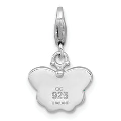 Sterling Silver Amore La Vita Rhodium-plated Polished Blue and Pink Crystal Butterfly Charm