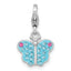Sterling Silver Amore La Vita Rhodium-plated Polished Blue and Pink Crystal Butterfly Charm