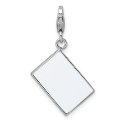 Sterling Silver Amore La Vita Rhodium-plated White/Black/Red/Yellow Enameled No Limit Credit Card Charm with Lobster Clasp