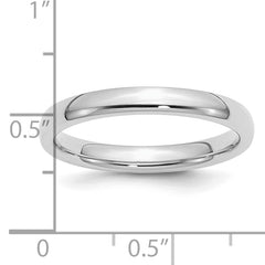 Sterling Silver Rhodium-plated 3mm Comfort Fit Size 13.5 Band