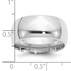Sterling Silver Rhodium-Plated 10mm Comfort Fit Size 9.5 Band